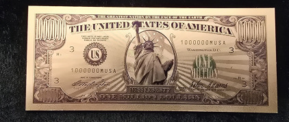 24ct Gold 1,000,000 Foil Bill- Authentication Unavailable Please See In Person