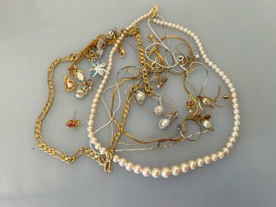 Gold Toned Necklaces, Earrings, and Pendants