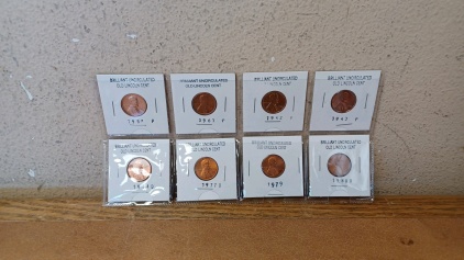 (8) Various Year Collectible (Brilliant Uncirculated Old Lincoln Cent) Pennies