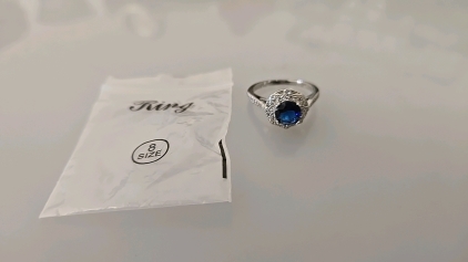 (1) Size 8 Ring with a Pretty Blue Solitaire Cut Gem as the Center Piece