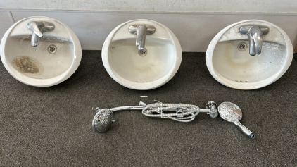 Three Sinks & A Shower head