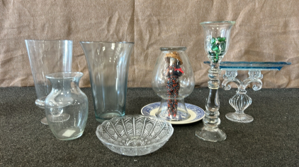 Assorted Glass Vases & Decor