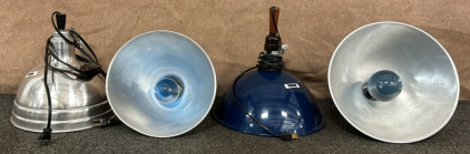 4 Ceramic Lighting Fixtures with Blue Bulbs