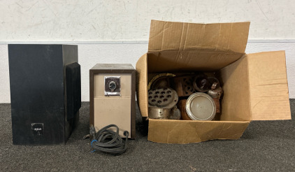 RCA Speaker, Vintage Heater, & Assorted Metal Items