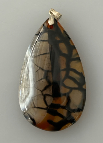 Black & Orange Dragon Veins Agate Pendant