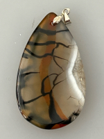 Black & Orange Dragon Veins Agate Pendant - 3