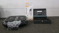 (1) Locking Money Box (1) HDX Multi-Use Sprayer (1) Electric Foot Massager