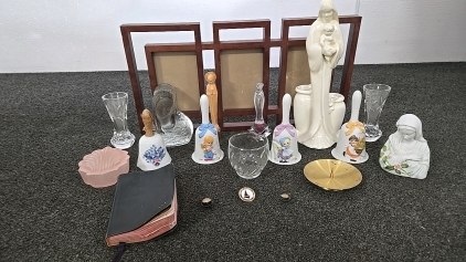 (5) Mary Figurines (4) Bells (2) Vases (1) Wooden Picture Frame and so Much More!