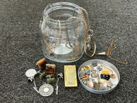 Jar with Costume Jewelry, Pins, And Collectibles - 5