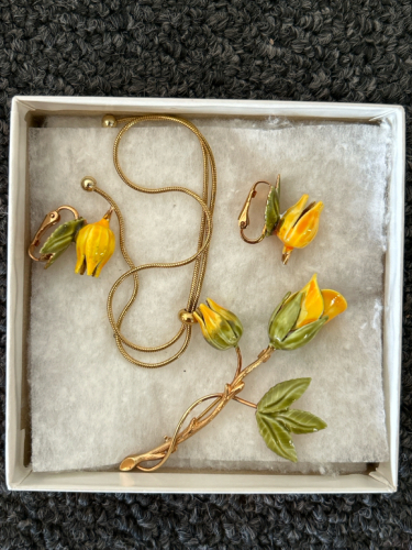 Collectible Flower Pin and Matching Earrings