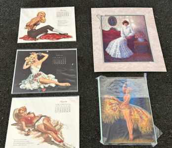 Vintage 50’s Pin Up Calendar , Victorian Lady Painting, & Edward Mason Eggleston Painting