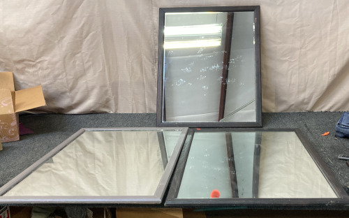 3 LARGE MIRRORS, 1 MEASURES 26IN X 32IN, 1 MEASURES 26IN X 38.5 IN, 1 MEASURES 26IN X 38.5 IN.