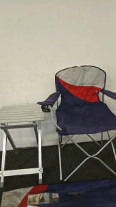 (1) Oversized Armchair (1) Small Folding Camping Table