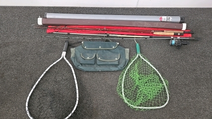 (2) Short Fishing Nets (2) Fishing Poles (1) Fishing Poles with Reel (2) Fishing Poles Cases (1) Fishing Fanny Pack