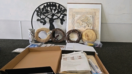 (1) Punch Needle Kit (3) Undecorated Wreaths (1) Metal Tree of Life Cutout and More