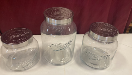 Mason 3Pc Glass European Canister Set