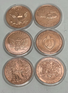 (6) One Ounce .999 Fine Copper Rounds