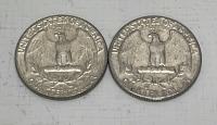 (2) Silver Washington Quarters Dated 1964 - 2