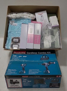 (1) Makita Cordless Combo Kit, XT291M & (1) Box Of Assorted Women's Clothing, Accessories & More