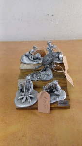 Wood Stand with Schmid Fine Pewter Collectibles