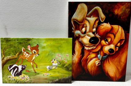 Lady And The Tramp Painting, And Bambi Panting