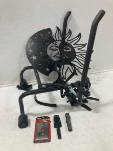 Hollywood Bicycle Rack, Sun Metal Wall Art, Amerelle Solid Brass Switch Plate, Ruko Knife w/ Holster, Cabela&rsquo;s Flashlight