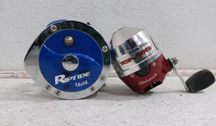 (1) Mitchell Riptide 2/0GL Fishing Reel (1) Shakespeare Reverb Fishjng Reel