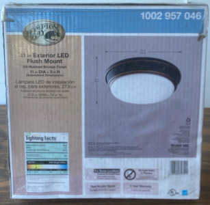 Hampton Bay 11” Exterior LED Flush Mount 11x3