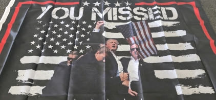 Trump "You Missed" Flag, Hidden Toilet Paper Roll, Golden Eagle Cane