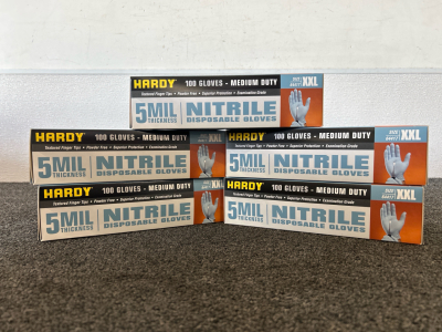 (5) Boxes of Hardy Nitrile Disposable Gloves Size XXL