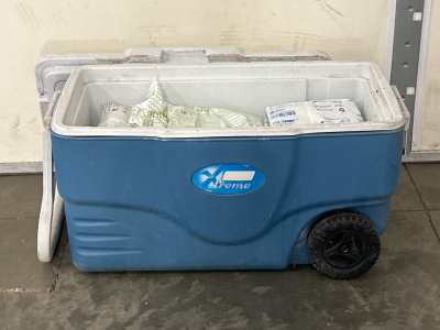 Rolling Cooler Full With Freezable Gel Packs