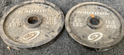 PAIR OF 25 LBS NAUTILUS WIEGHTS.