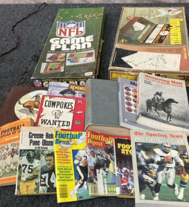 2 VINTAGE TABLE TOP FOOTBALL GAMES, VARIETY OF BOOKS.