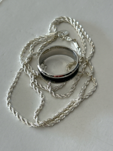 Silver Toned Necklace and Size 12 Ring