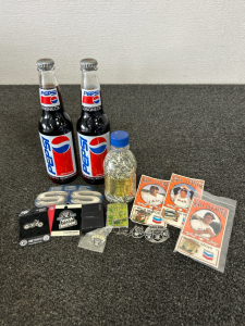 Collectibles: Zippo, Longneck Vintage Pepsi, Pins and More