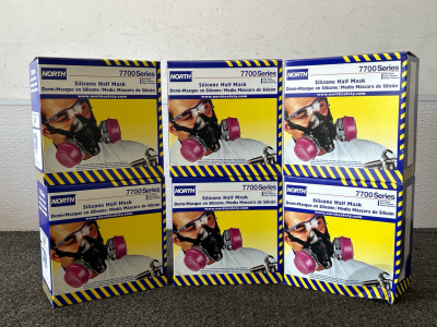 (6) 7700 Series Silicone Half Masks And Hardy Nitrile Disposable Gloves