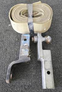 Large Tow Strap, (2) Trailer Hitches (One With No Ball)