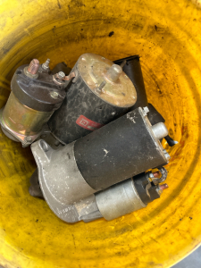 Bucket of Assorted Auto Parts