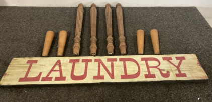 4Antique Chair Legs 4 Wooden Stool legs Laundry Sign