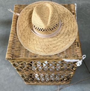 Woven Branch Basket & Cowboy Hat