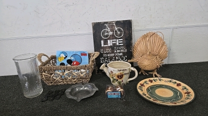 (1) Corn Husk Turkey (1) Porcelain Watering Can (1) Basket and So Much More!
