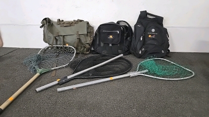 (1) Set of 3 Sporting Backpacks (1) Set of 3 Fishing Nets