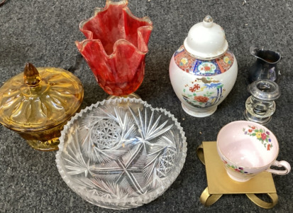 MIYAKO PORCELAIN JAR, TUSCAN FINE ENGLISH BONE CHINA CUP, AND MORE.