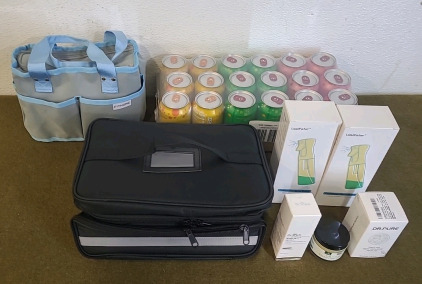 (1) Bottle Of Dr. Oracle NiaBright Ampoule, 50ml Brightening K-Beauty, (1) 60ml Jar Of Wild Yam Balancing Cream, (1) 60ml Bottle Of Dr.Pure Deep Repairing Hair Oil, (2) 160ml Continous Spray Bottles, (1) Small Tote Bag (1) Lunch Tote Bag & (1) 18-Pack Of