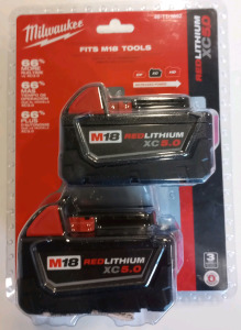 Milwaukee Two Pack M18 Red Lithium Batteries