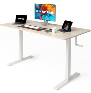 Maple Colored Adjustable Crank Sit/Standing Desk (r7)