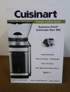 (1) Cuisinart Supreme Grind Automatic Burr Mill Coffee Grinder