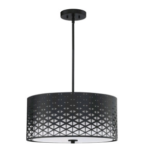 (1) Park Harbor Redden 3 Light 20" Wide Drum Pendant. Model PHPL6613BK