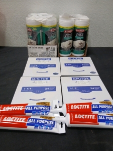 (2) Four Packs Granite & Stone Wipes (4) Loctite Adhesive Calk. 4 Mikitok Saw Blades.