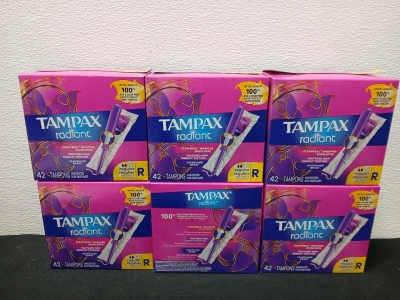 6 Tampax Radiant Tampons.